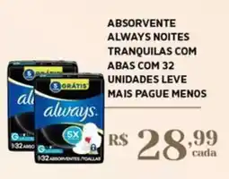 Empório Bahamas Absorvente always noites tranquilas com abas oferta