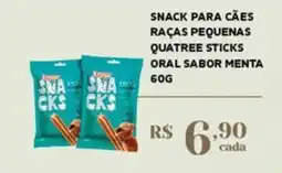 Empório Bahamas Snack para cães raças pequenas quatree sticks oral sabor menta oferta