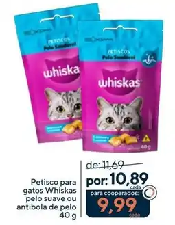Coop Petisco para gatos Whiskas pelo suave ou antibola de pelo oferta