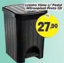 Amarelinha Supermercados Lixeira Vime c/ Pedal Nitronplast Preta 12l oferta