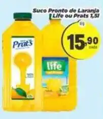 Amarelinha Supermercados Suco Pronto de Laranja Life ou Prats 1,5l oferta