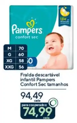 Drogaria Coop Fralda descartável infantil Pampers Confort Sec tamanhos oferta