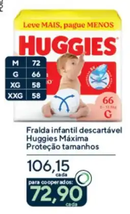 Drogaria Coop Fralda infantil descartável Huggies Máxima Proteção tamanhos oferta