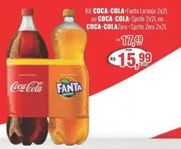 Uberaba Supermercados Kit COCA-COLA+Fanta Laranja 2x2L ou COCA-COLA+Sprite 2x2L ou COCA-COLAZero +Sprite Zero 2x2L oferta