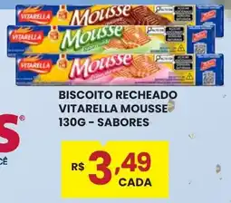 Rede Econômica de Supermercados Biscoito Recheado Vitarella Mousse oferta