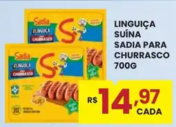 Rede Econômica de Supermercados Linguiça Suína Sadia Para Churrasco oferta