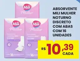 Rede Econômica de Supermercados Absorvente mili mulher noturno discreto com abas oferta