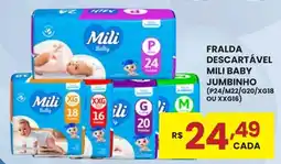 Rede Econômica de Supermercados Fralda descartável mili baby jumbinho oferta