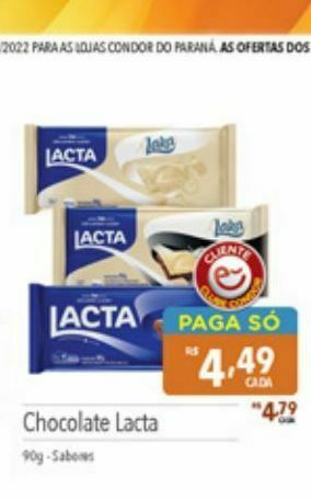 Supermercados Condor Chocolate lacta oferta