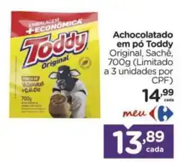 Carrefour Achocolatado em pó Toddy Original oferta