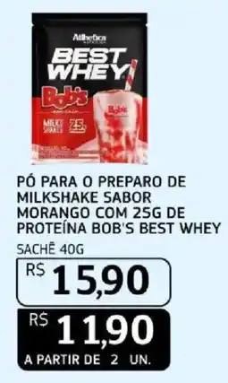 Assaí Atacadista pó para o preparo de milkshake sabor morango com 25g de proteína bob's best whey oferta