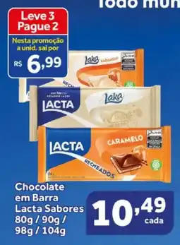 Shibata Supermercados Chocolate em Barra Lacta Sabores oferta
