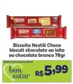 Covabra Supermercados Biscoito Nestlé Choco biscuit chocolate ao leite ou chocolate branco oferta