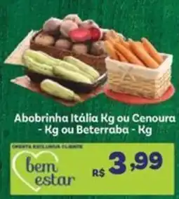 Covabra Supermercados Abobrinha Itália Kg ou Cenoura - Kg ou Beterraba - Kg oferta
