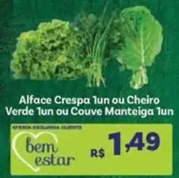 Covabra Supermercados Alface Crespa 1un ou Cheiro Verde 1un ou Couve Manteiga 1un oferta