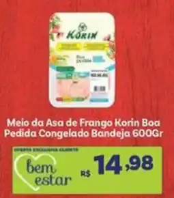 Covabra Supermercados Meio da Asa de Frango Korin Boa Pedida Congelado Bandeja oferta