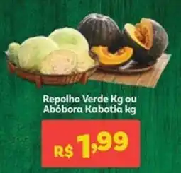 Covabra Supermercados Repolho Verde Kg ou Abóbora Kabotia kg oferta