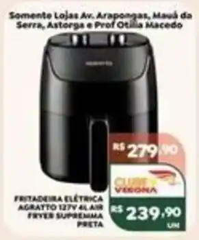 Fritadeira elétrica agraatto 127v 4l air fryer supremma preta