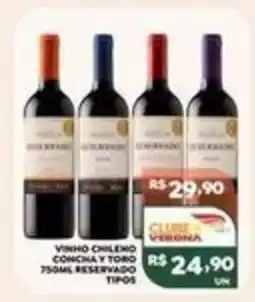 Verona Supermercados vinho chileno concha y toro 750ml reservados tipos oferta