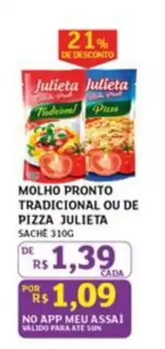 Assaí Atacadista molho pronto tradicional ou de pizza julieta oferta