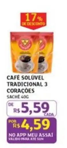 Assaí Atacadista Café solúvel tradicional 3 corações oferta