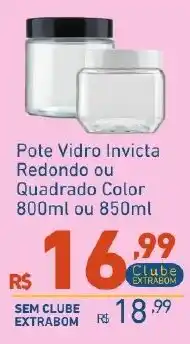 Extrabom Supermercados Pote Vidro Invicta Redondo ou Quadrado Color oferta