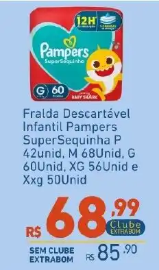 Extrabom Supermercados Fralda descartável infantil pampers supersequinha p oferta