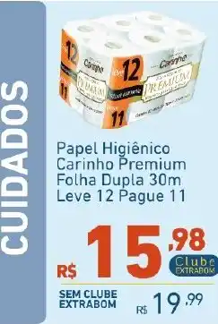 Extrabom Supermercados Papel Higiênico Carinho Premium Folha Dupla 30m oferta