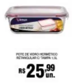 Supermercados Alvorada Pote de vidro hermético retangular c/ tampa oferta