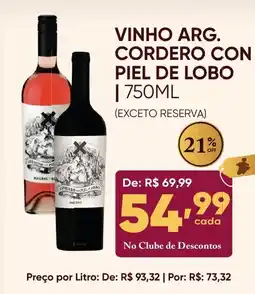 Pais e Filhos Supermercados vinho arg. cordero con piel de lobo oferta