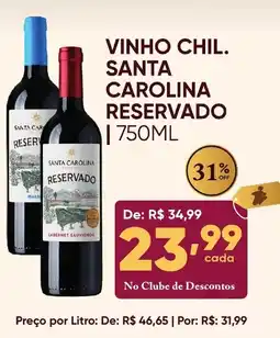 Pais e Filhos Supermercados vinho chil. santa carolina reservado oferta