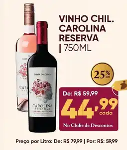Pais e Filhos Supermercados vinho chil. carolina reserva oferta