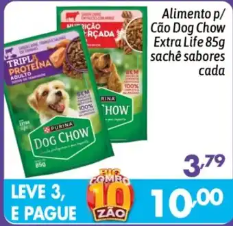 Alimento p/ Cão Dog Chow Extra Life 85g sachê sabores cada