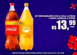 Supermercado Bernardão kit refrigerante coca cola 2 litros + fanta laranja 2 litros oferta