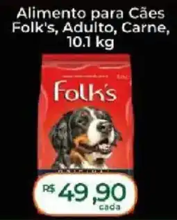 Supermercados Bretas Alimento para Cães Folk's, Adulto, Carne oferta