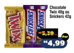 Royal Supermercados Chocolate Twix 40g ou Snickers 42g oferta