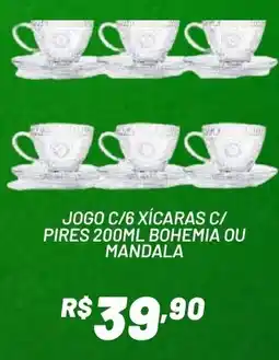 Royal Supermercados Jogo c/6 xícaras c/ pires 200ml bohemia ou mandala oferta