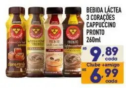 Supermercados Avenida Bebida Láctea 3 Corações Cappuccino Pronto oferta