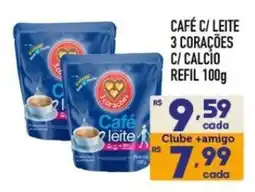 Supermercados Avenida Café c/ leite 3 corações c/ cálcio oferta