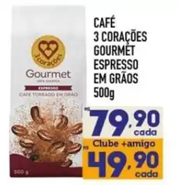 Supermercados Avenida Café 3 corações gourmet espresso em grãos oferta