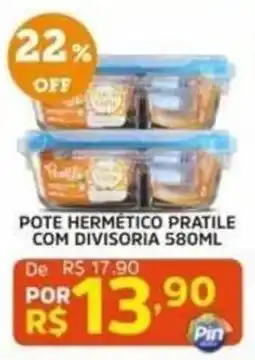 Pinheiro Supermercado Pote hermético pratile com divisoria oferta