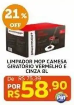 Pinheiro Supermercado Limpador mop camesa giratorio vermelho e cinza oferta