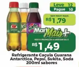 Mart Minas Refrigerante Caçula Guaraná Antarctica, Pepsi, Sukita, Soda 200ml sabores oferta