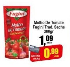 Higa's Supermercado Molho de Tomate Fugini Trad. sachet 300g oferta