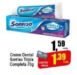 Higa's Supermercado Creme Dental Sorriso Tripla Completa 70g oferta