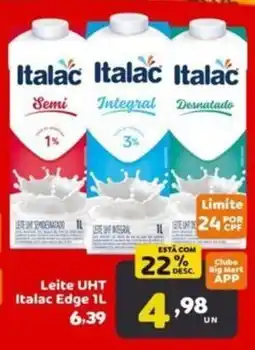 Bigmart Leite uht italac edge 1l oferta