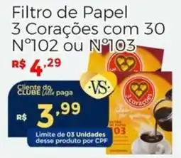 Villarreal Supermercados Filtro de Papel 3 Corações oferta