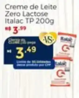 Villarreal Supermercados Creme de Leite Zero Lactose Italac TP oferta