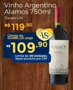 Villarreal Supermercados Vinho Argentino Alamos oferta