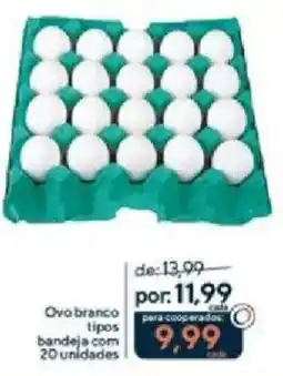 Coop Ovo branco tipos bandeja com 20 unidades oferta